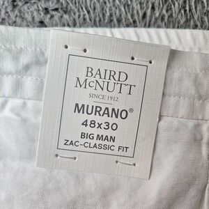 $115 NWT Baird Mcnutt Murano Linen Blend Pants Men 48x30 Classic Fit White - NEW